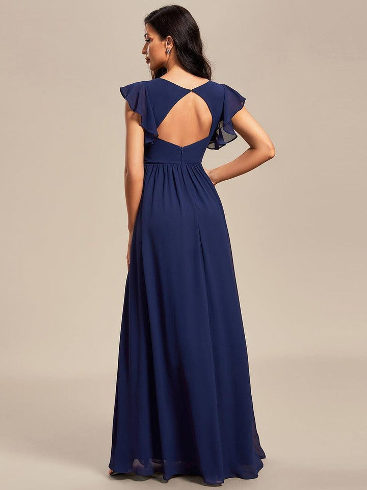 Elegant Open Back Long Chiffon Bridesmaid Dress - Elena Harper