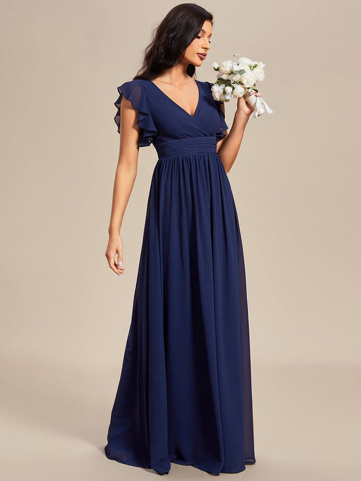 Elegant Open Back Long Chiffon Bridesmaid Dress - Elena Harper