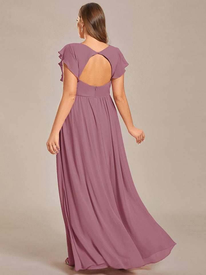 Elegant Open Back Long Chiffon Bridesmaid Dress - Elena Harper