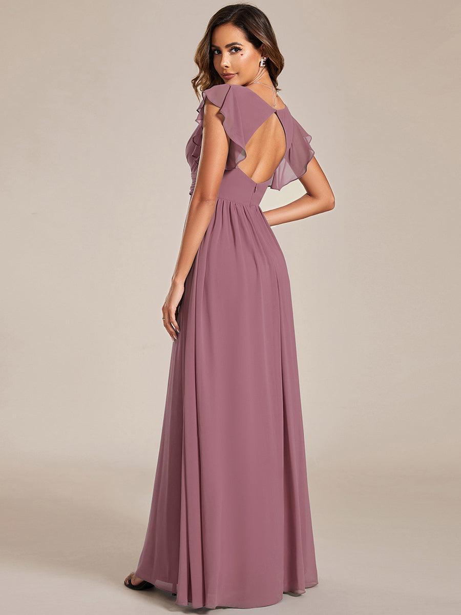 Elegant Open Back Long Chiffon Bridesmaid Dress - Elena Harper