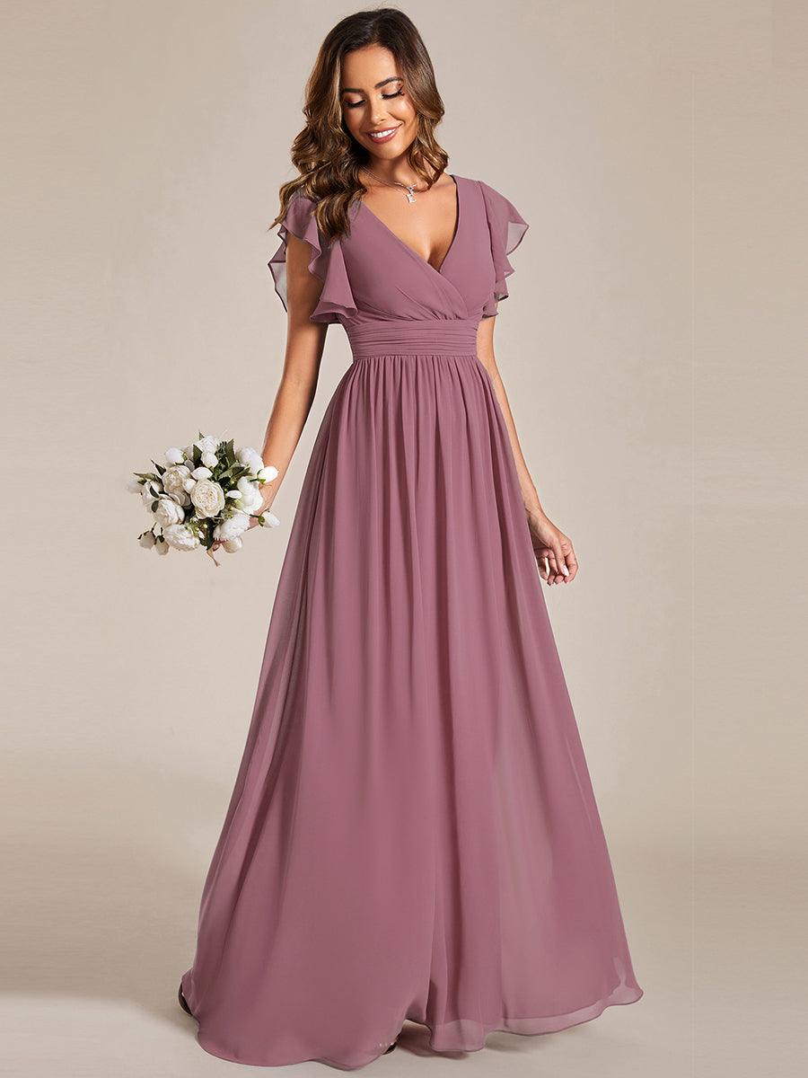 Elegant Open Back Long Chiffon Bridesmaid Dress - Elena Harper