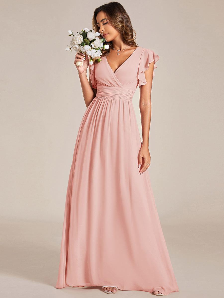 Elegant Open Back Long Chiffon Bridesmaid Dress - Elena Harper