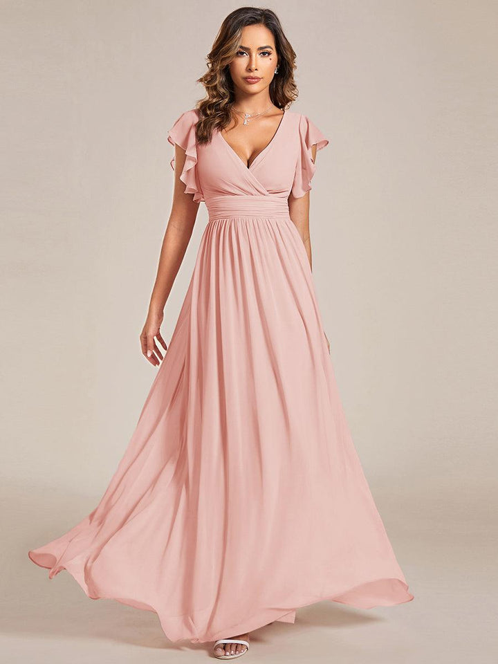 Elegant Open Back Long Chiffon Bridesmaid Dress - Elena Harper