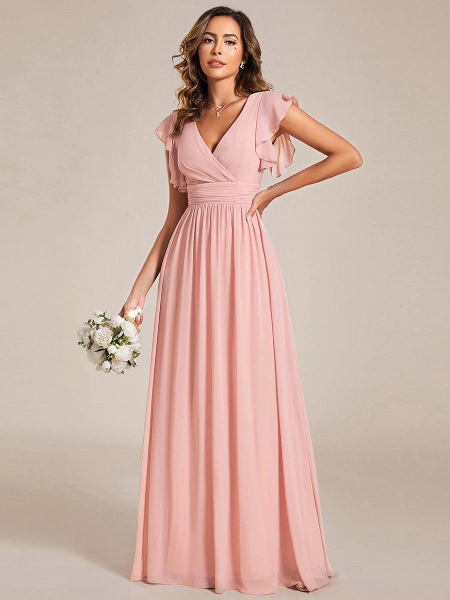 Elegant Open Back Long Chiffon Bridesmaid Dress - Elena Harper
