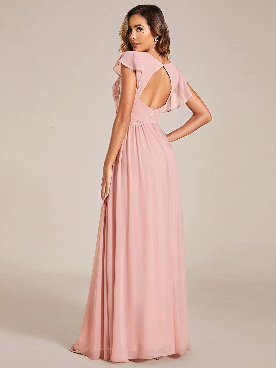Elegant Open Back Long Chiffon Bridesmaid Dress - Elena Harper