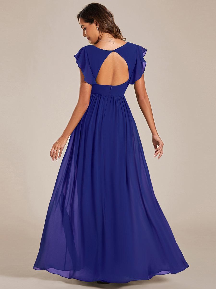 Elegant Open Back Long Chiffon Bridesmaid Dress - Elena Harper