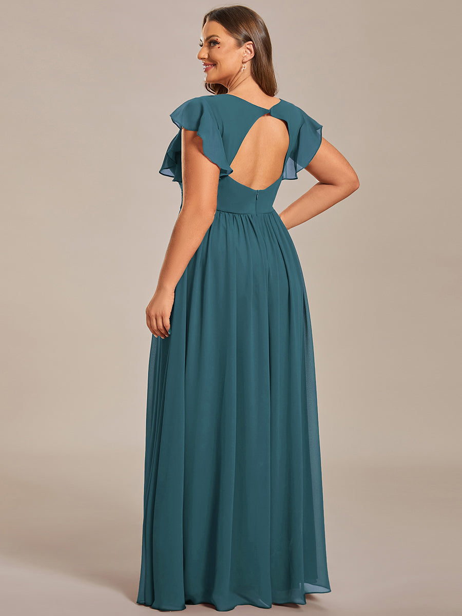 Elegant Open Back Long Chiffon Bridesmaid Dress - Elena Harper