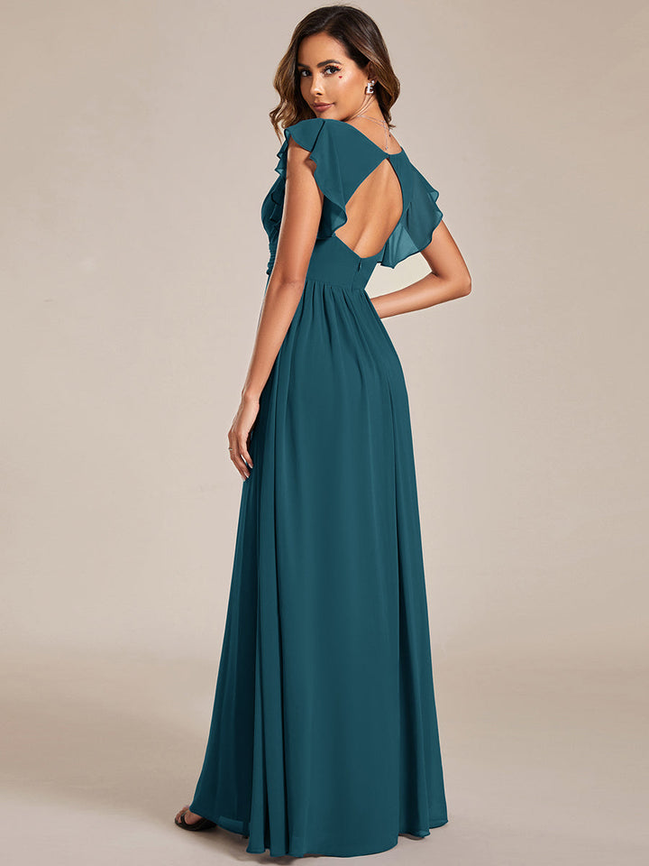Elegant Open Back Long Chiffon Bridesmaid Dress - Elena Harper