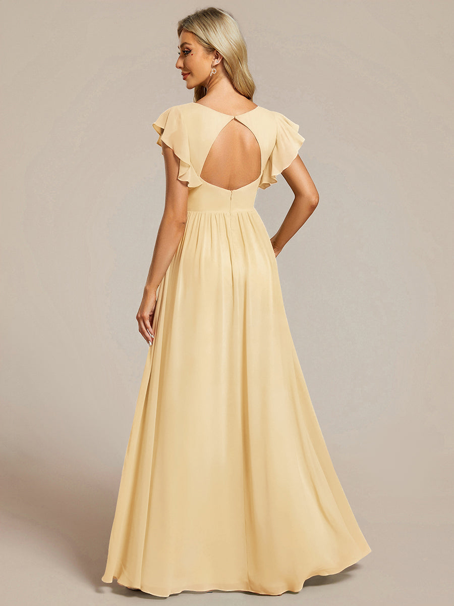 Elegant Open Back Long Chiffon Bridesmaid Dress - Elena Harper