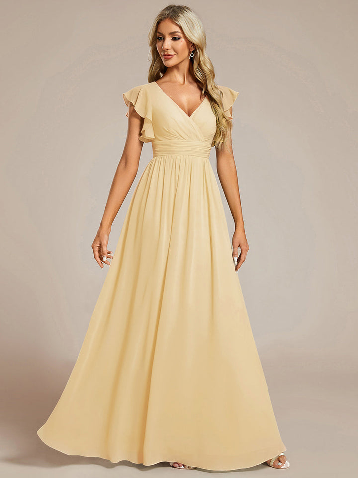 Elegant Open Back Long Chiffon Bridesmaid Dress - Elena Harper