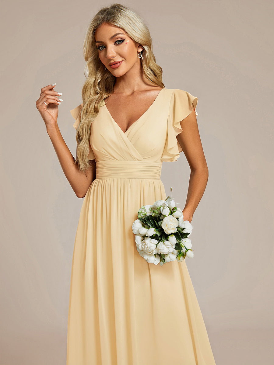 Elegant Open Back Long Chiffon Bridesmaid Dress - Elena Harper