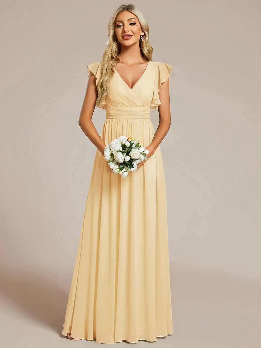 Elegant Open Back Long Chiffon Bridesmaid Dress - Elena Harper