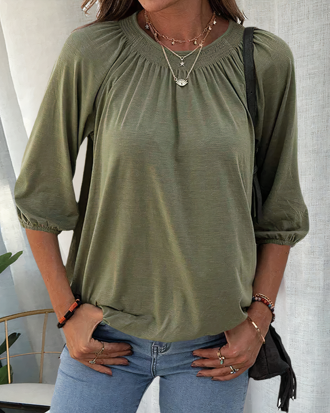 ESTELLE - Elegant 3/4 Sleeve Blouse