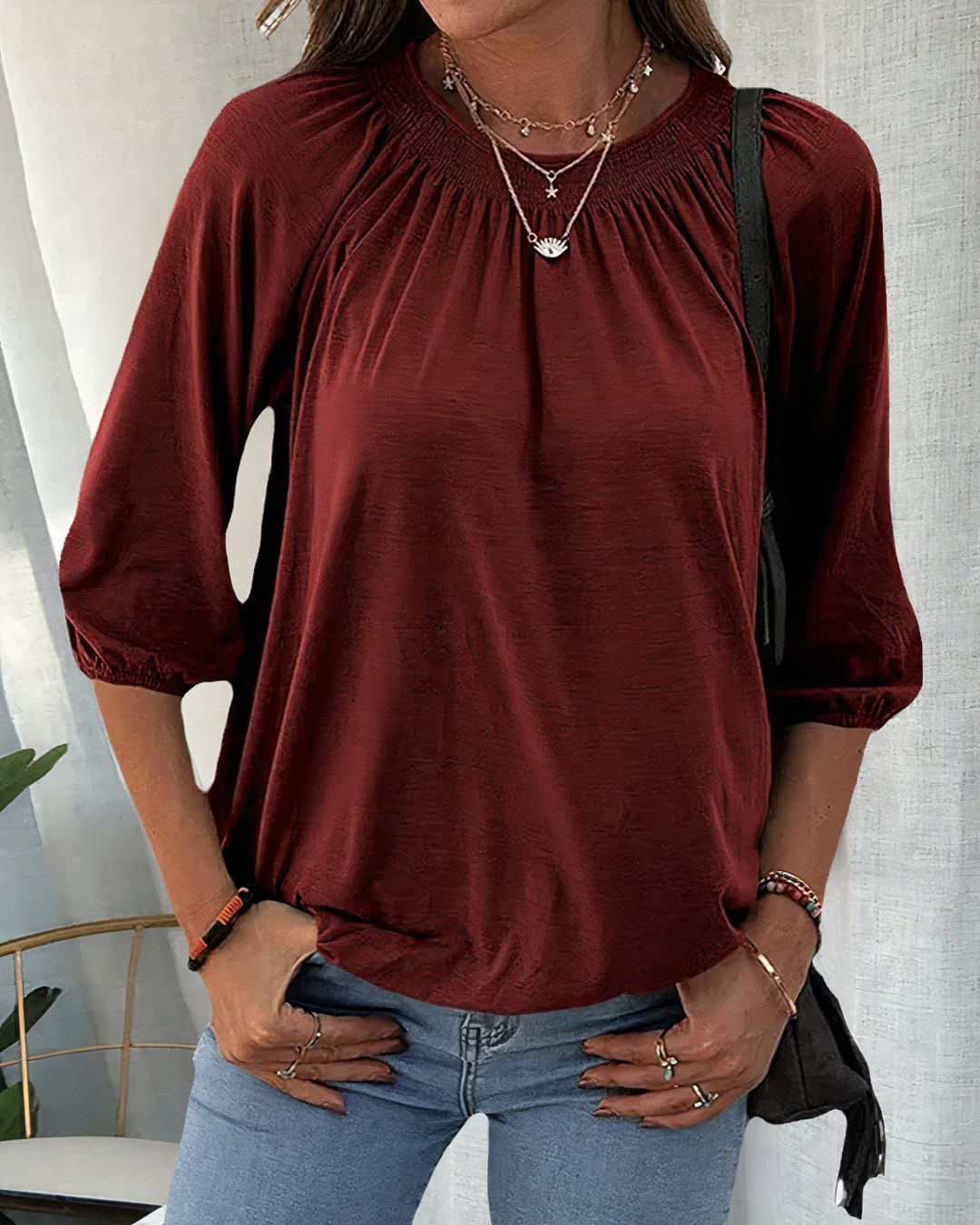 ESTELLE - Elegant 3/4 Sleeve Blouse
