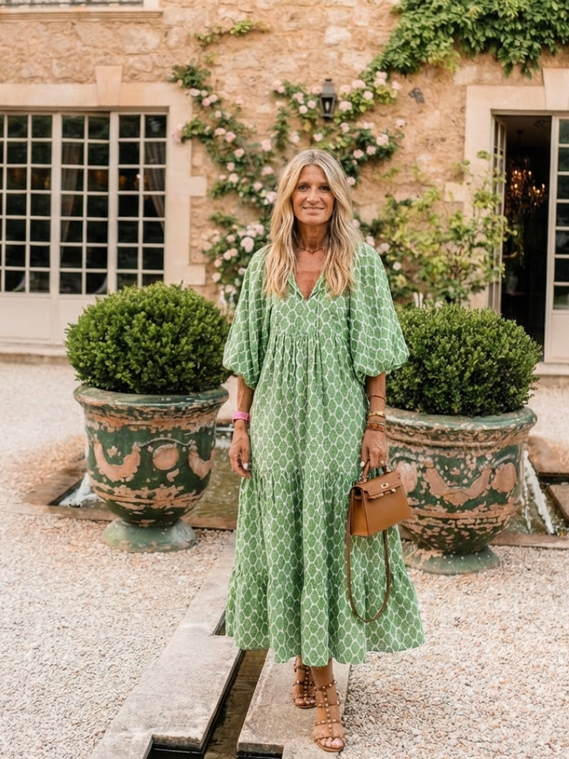 Apolline™  |  Neck Patterned Midi Dress