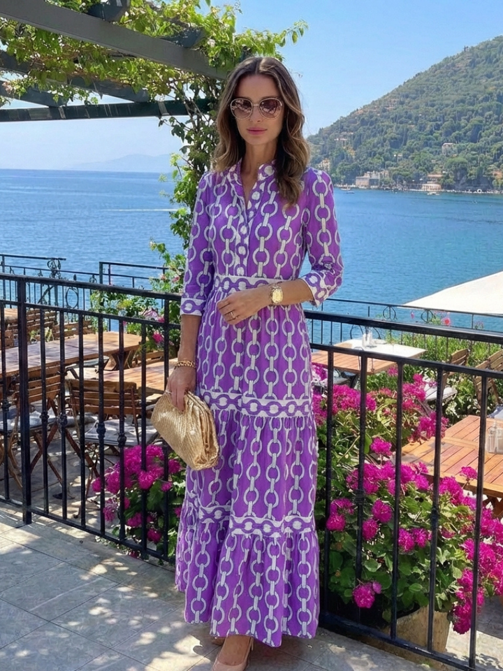 Ysolde™  |  Chain Pattern Midi Dress