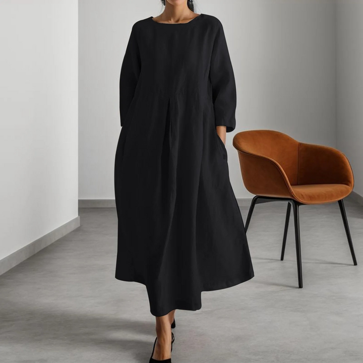Women's Simple Round Neckline Dress for Everyday Style