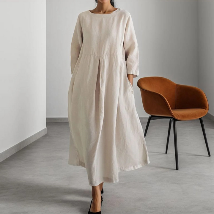 Women's Simple Round Neckline Dress for Everyday Style