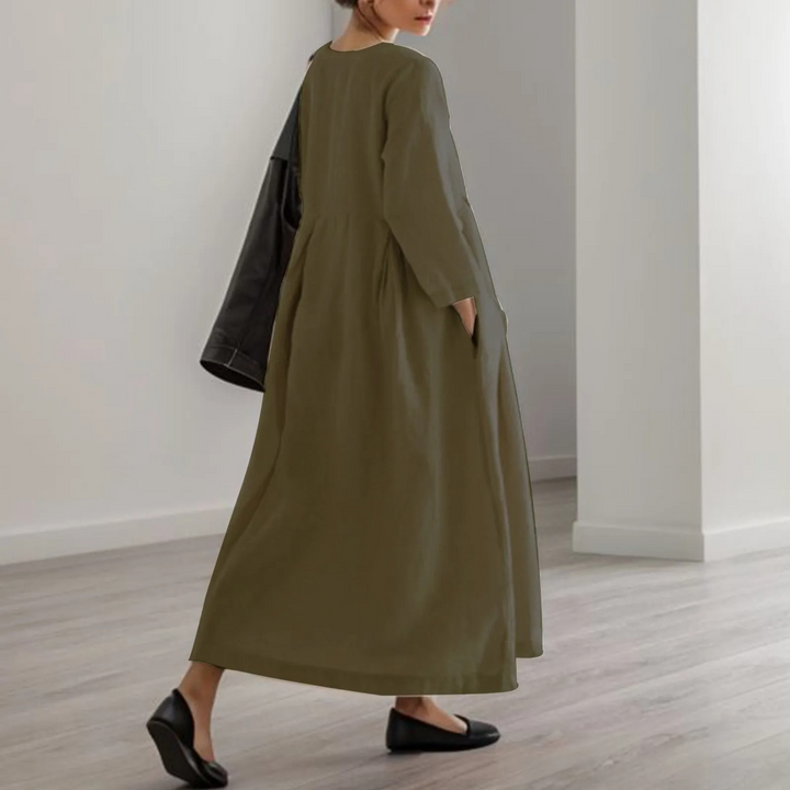 Women's Simple Round Neckline Dress for Everyday Style