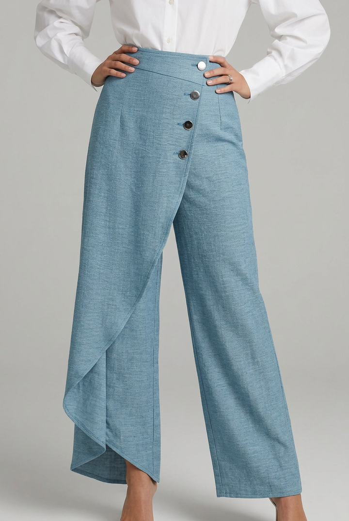 Elara | Elegant High-Waisted Wrap Wide-Leg Pants