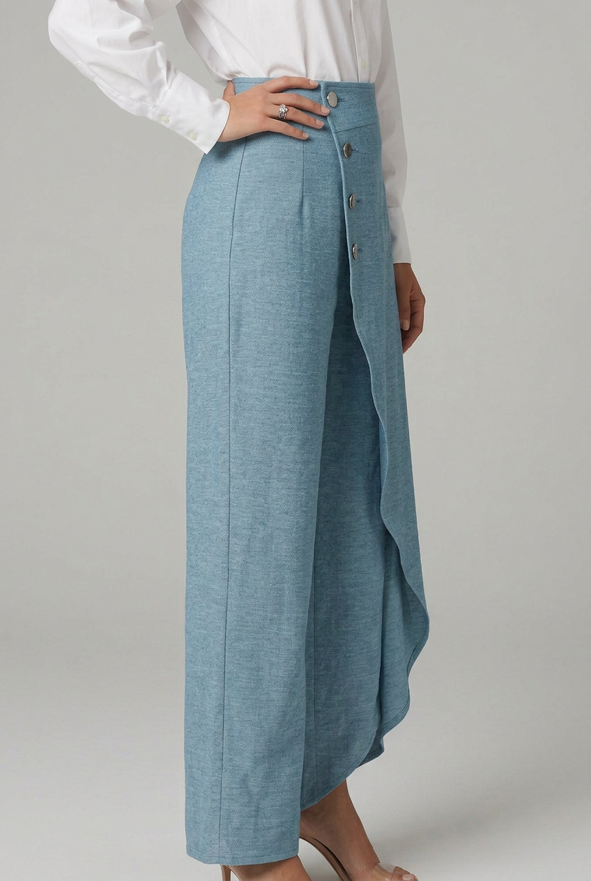 Elara | Elegant High-Waisted Wrap Wide-Leg Pants