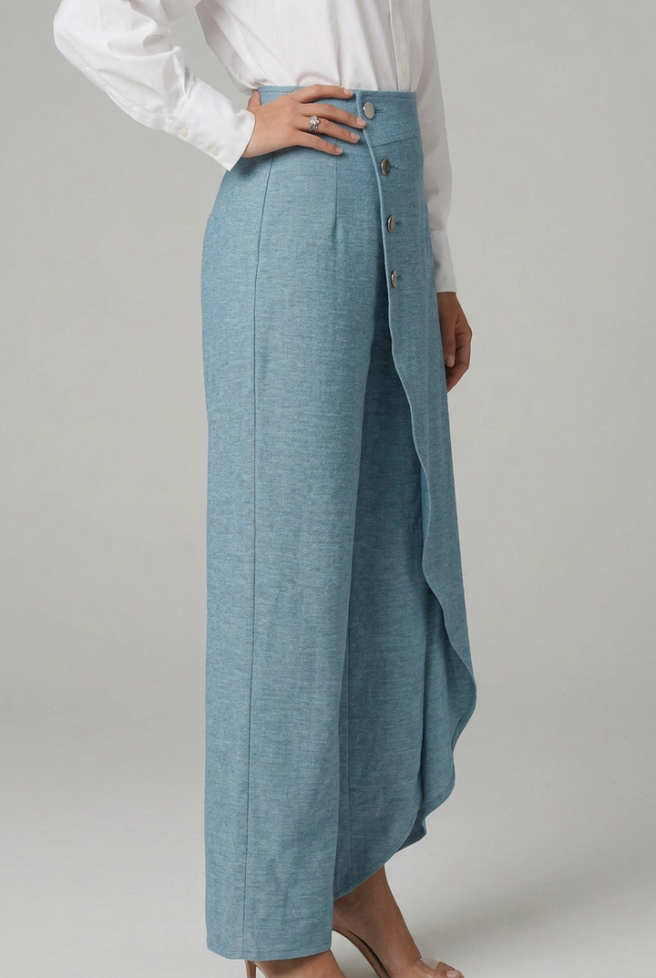 Elara | Elegant High-Waisted Wrap Wide-Leg Pants