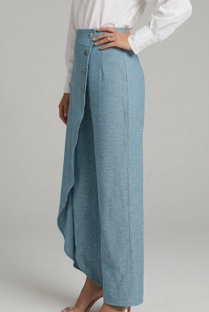 Elara | Elegant High-Waisted Wrap Wide-Leg Pants