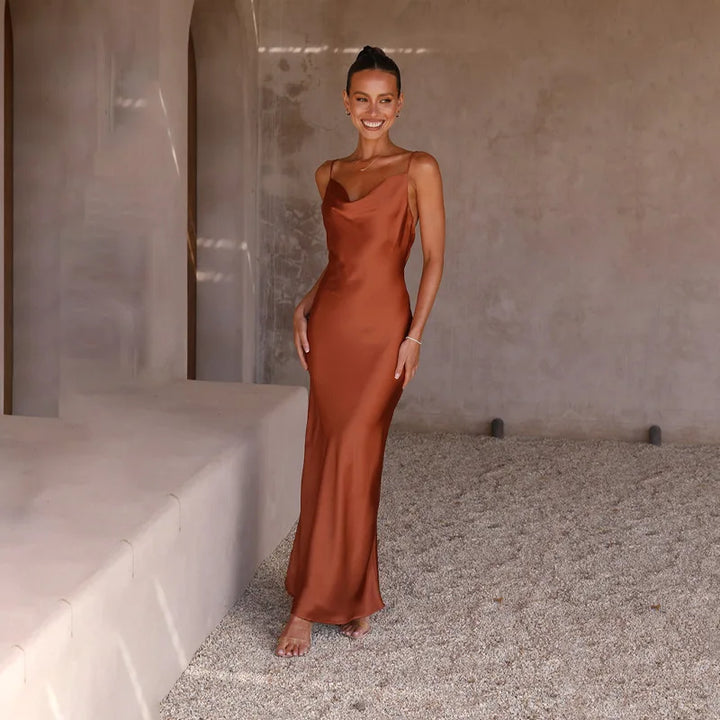 Women's Elegant Open Back Maxi Dress for Special Occasions