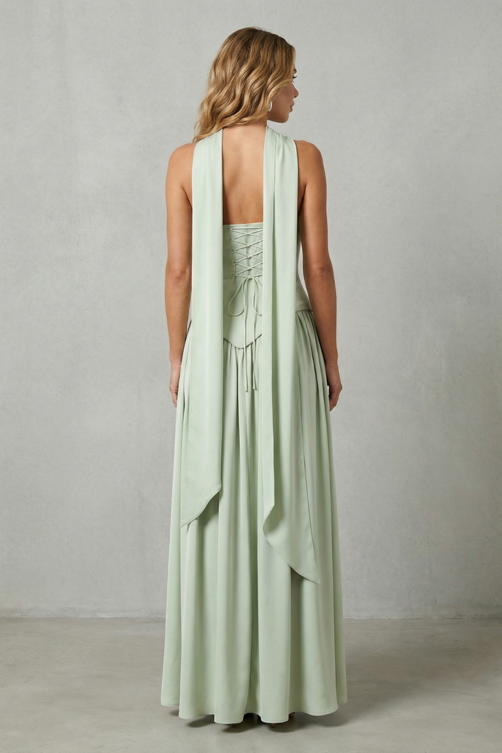 Elarisse – Asymmetric drape accent – Strapless formal gown