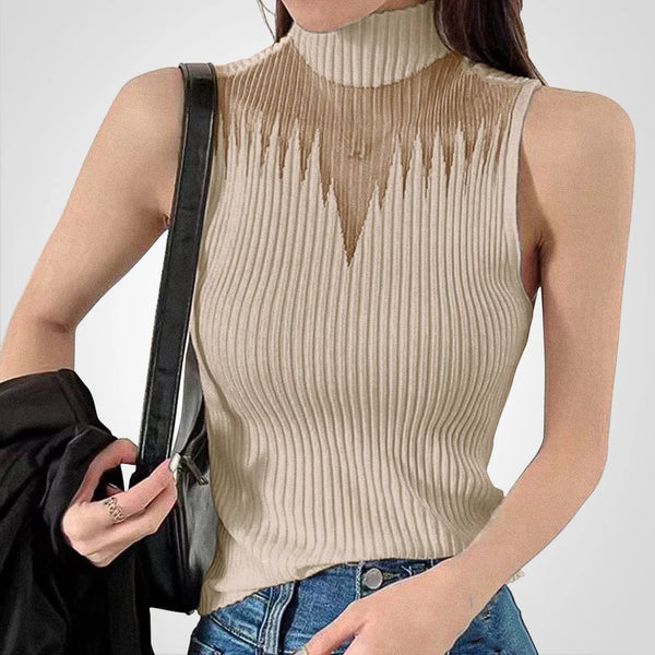 Charlotte - Sheer Knit Top with Halterneck