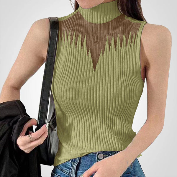 Charlotte - Sheer Knit Top with Halterneck