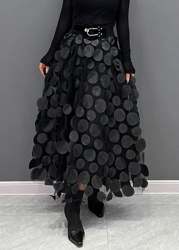 Skirt with Polka Dots and Flowing Cut Fleur, view 2 - Elena Harper