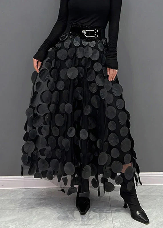 Skirt with Polka Dots and Flowing Cut Fleur, view 3 - Elena Harper