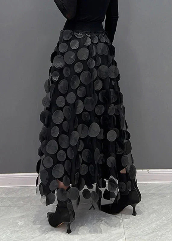 Skirt with Polka Dots and Flowing Cut Fleur, view 5 - Elena Harper