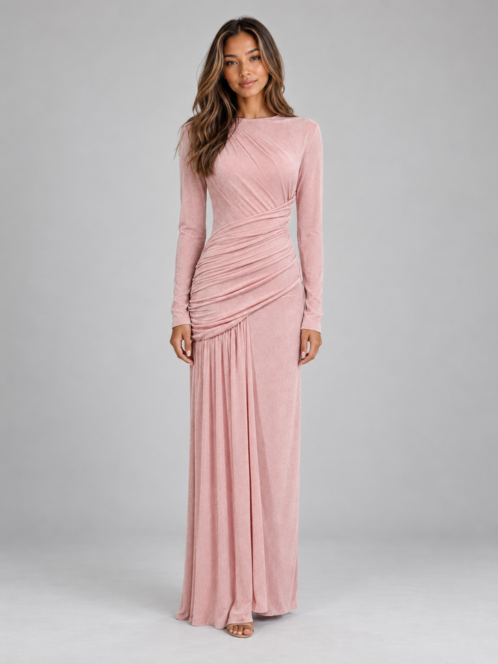 Women’s Long Sleeve Ruched Maxi Dress