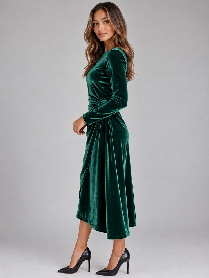 Women’s Velvet Wrap Midi Dress