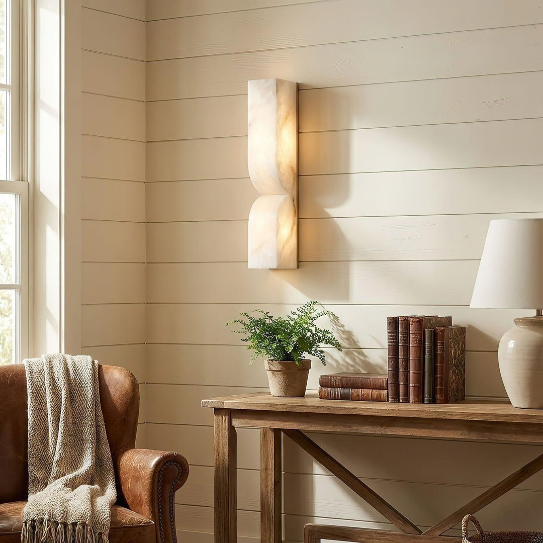 Alabaster Wall Lamp with Dimmable LED Lighting