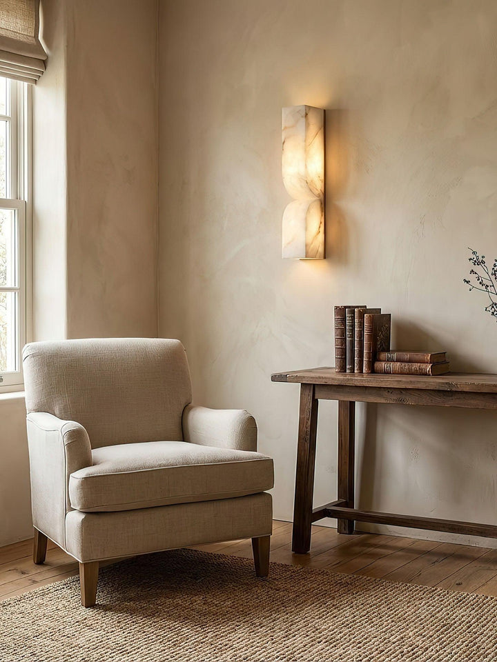 Alabaster Wall Lamp with Dimmable LED Lighting