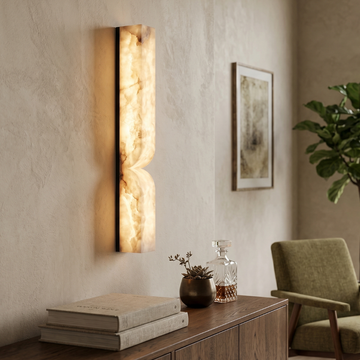Alabaster Wall Lamp with Dimmable LED Lighting