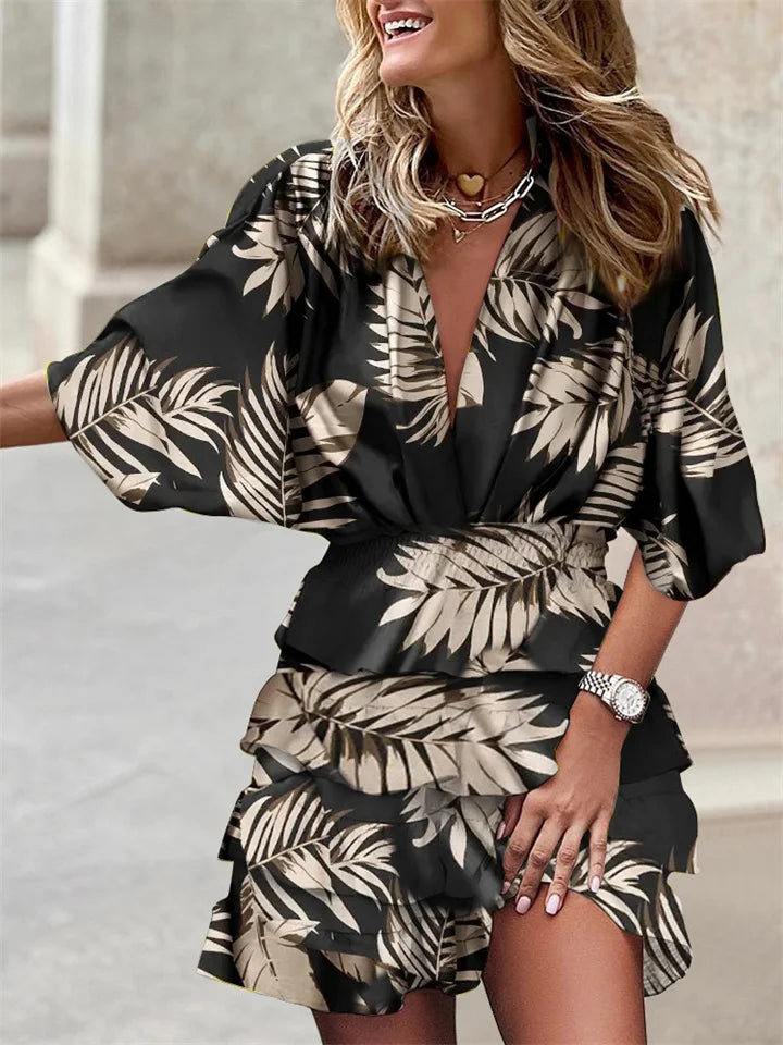 Summer Dress with V-Neck and Ruffles for Women