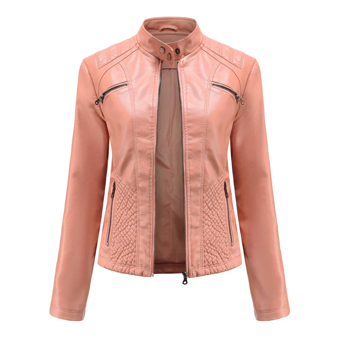 Faux Leather Biker Jacket for Women