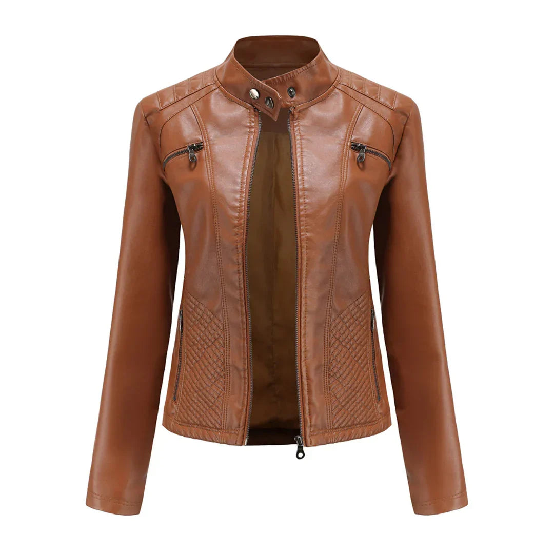 Faux Leather Biker Jacket for Women
