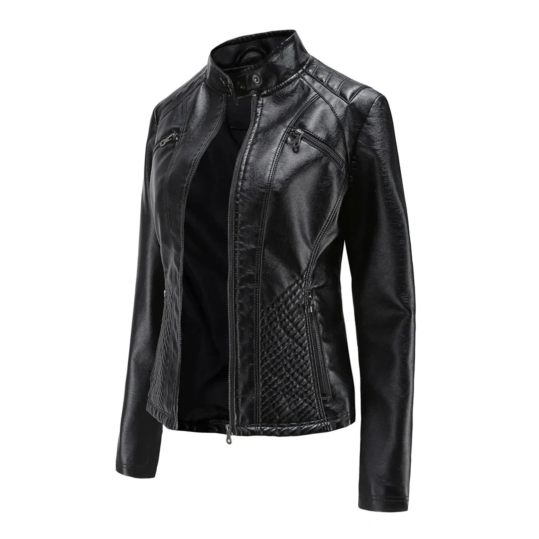 Faux Leather Biker Jacket for Women