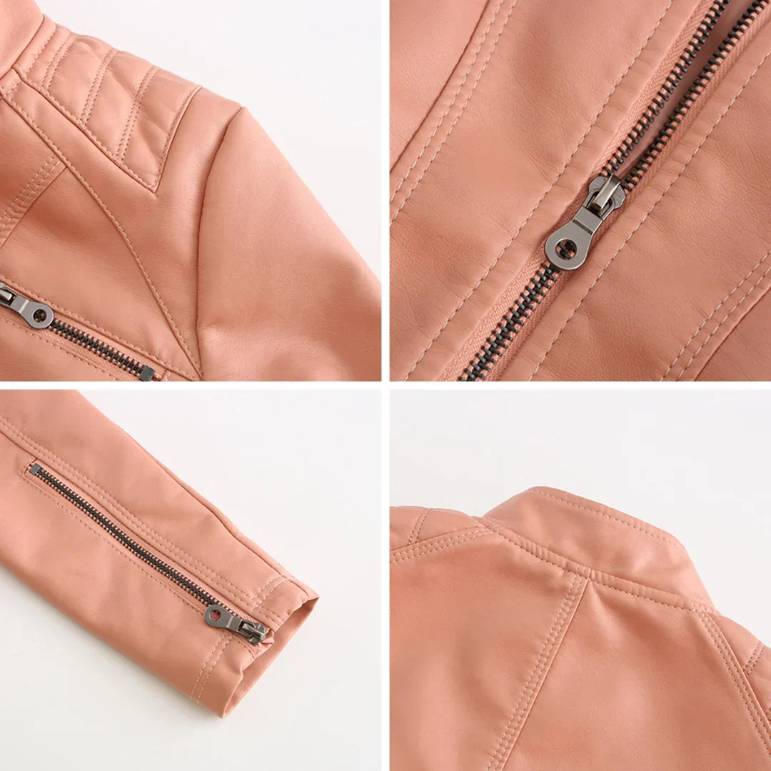 Faux Leather Biker Jacket for Women
