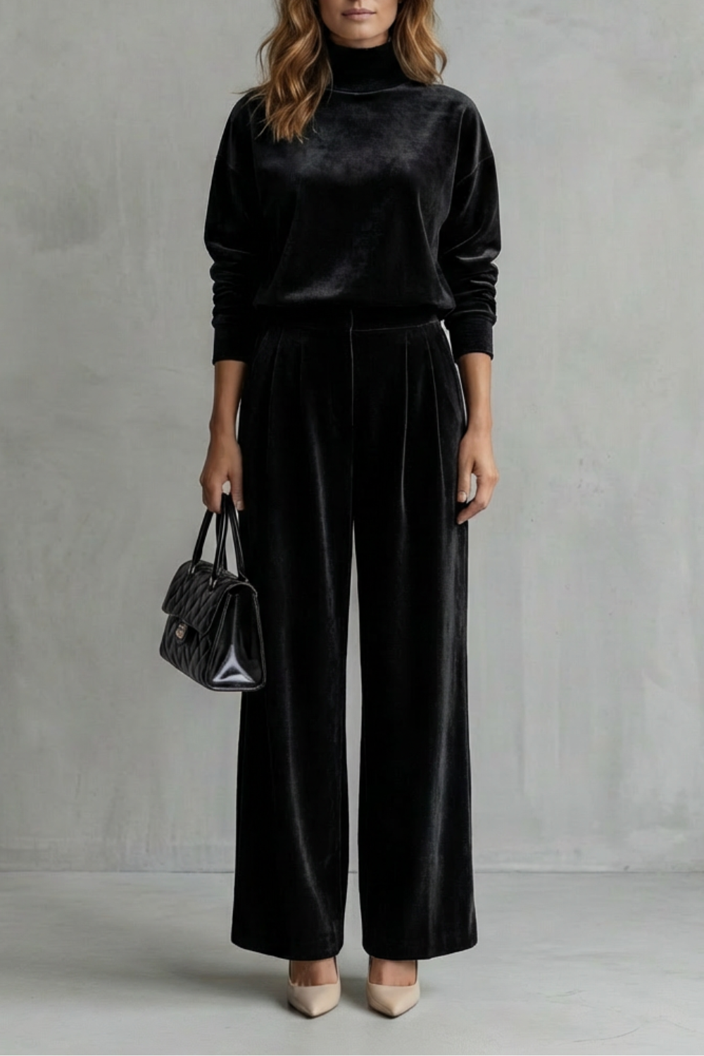 Women's Velour High Neck Top and Trouser Co-ord Set Fresienne - Elena Harper