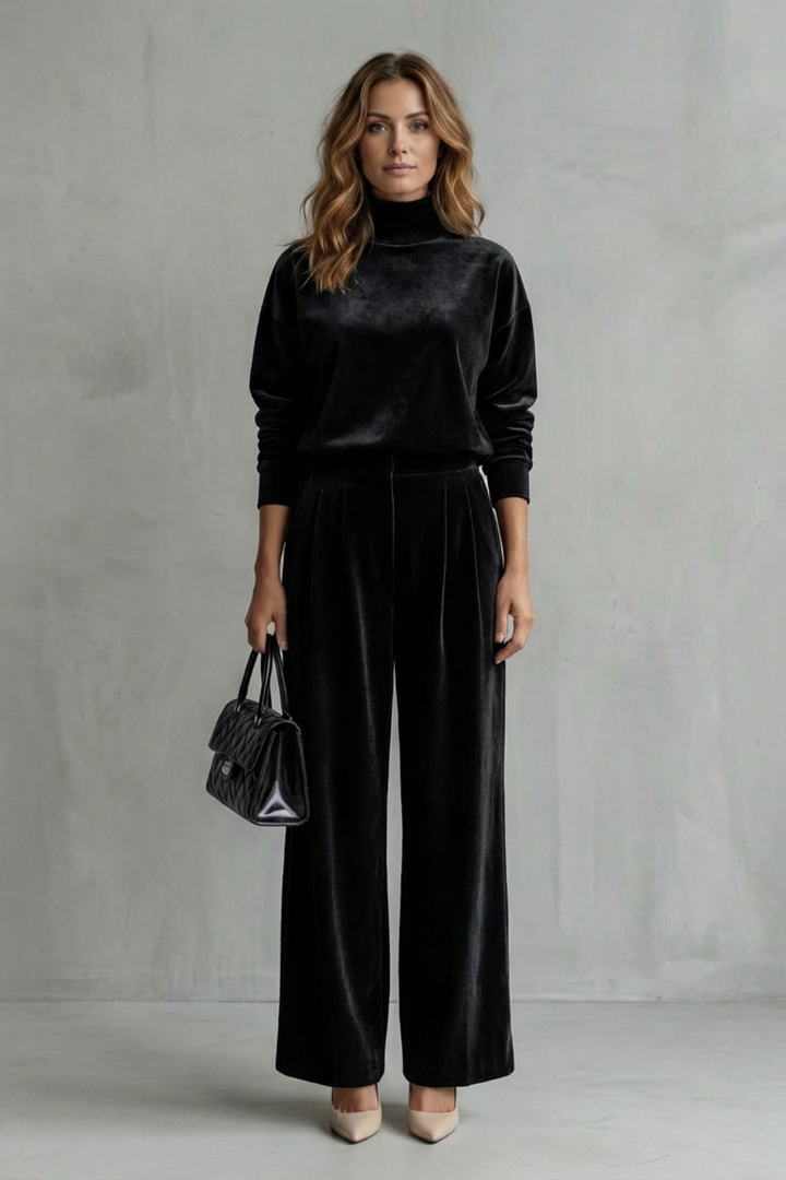 Women's Velour High Neck Top and Trouser Co-ord Set Fresienne - Elena Harper