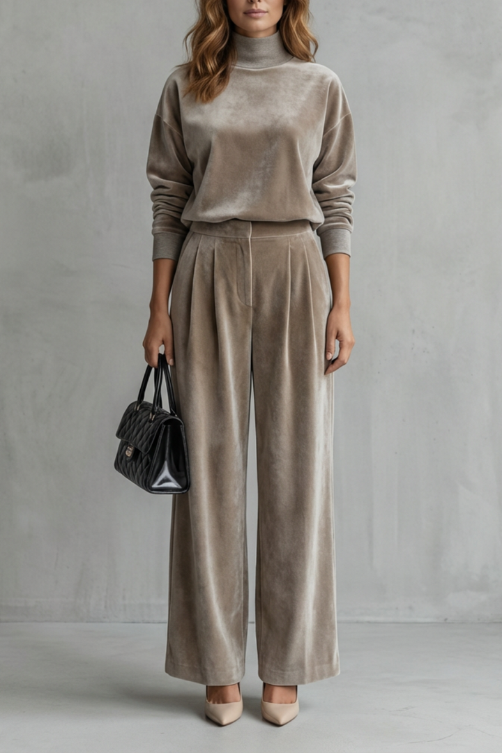 Women's Velour High Neck Top and Trouser Co-ord Set Fresienne - Elena Harper