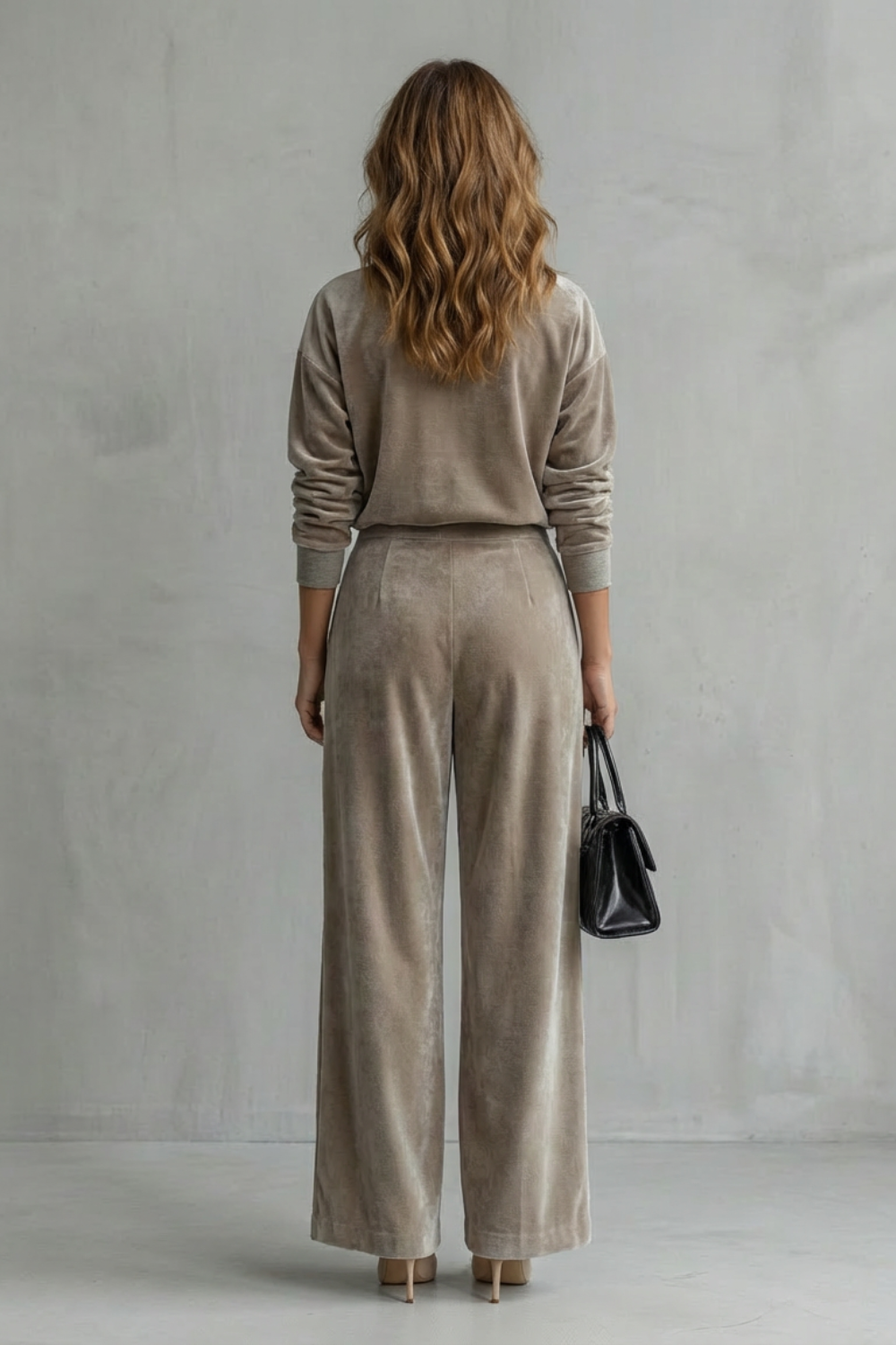 Women's Velour High Neck Top and Trouser Co-ord Set Fresienne, view 4 - Elena Harper