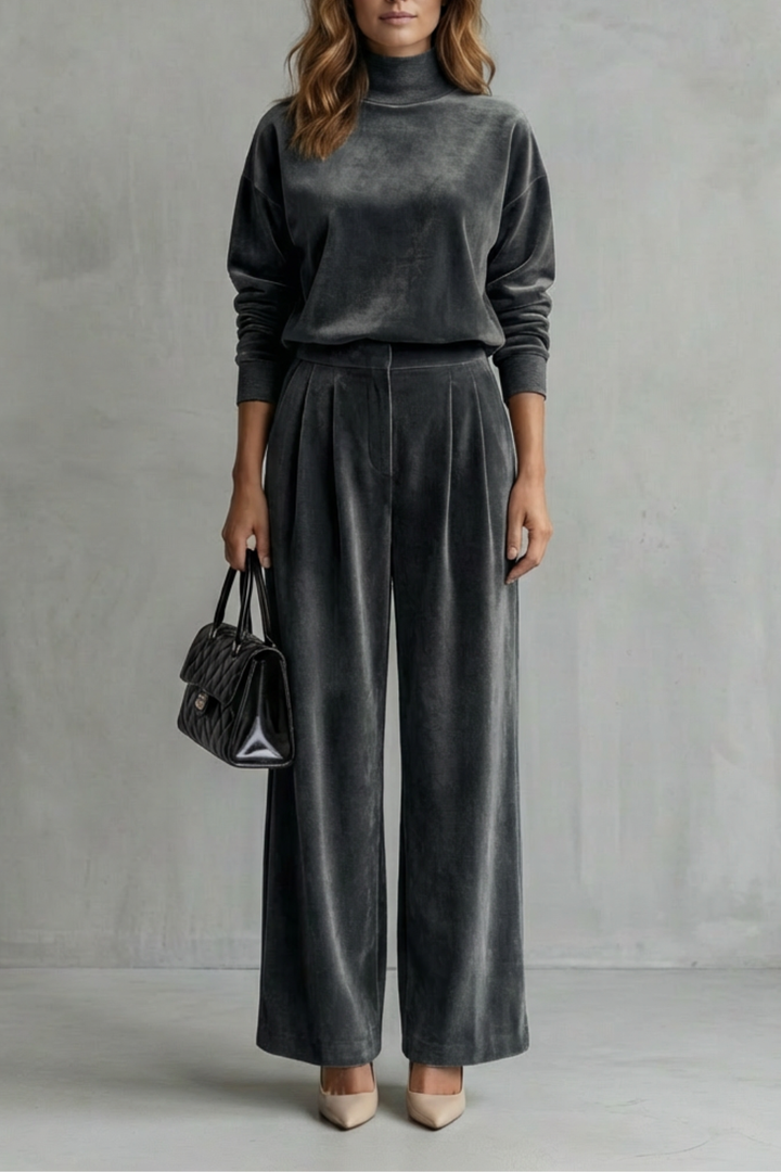 Women's Velour High Neck Top and Trouser Co-ord Set Fresienne, view 7 - Elena Harper
