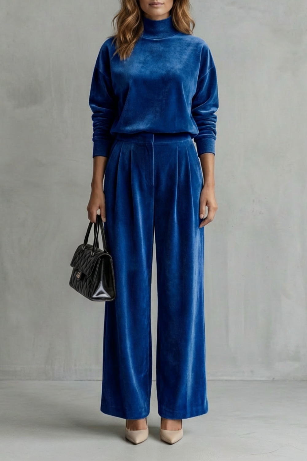 Women's Velour High Neck Top and Trouser Co-ord Set Fresienne - Elena Harper